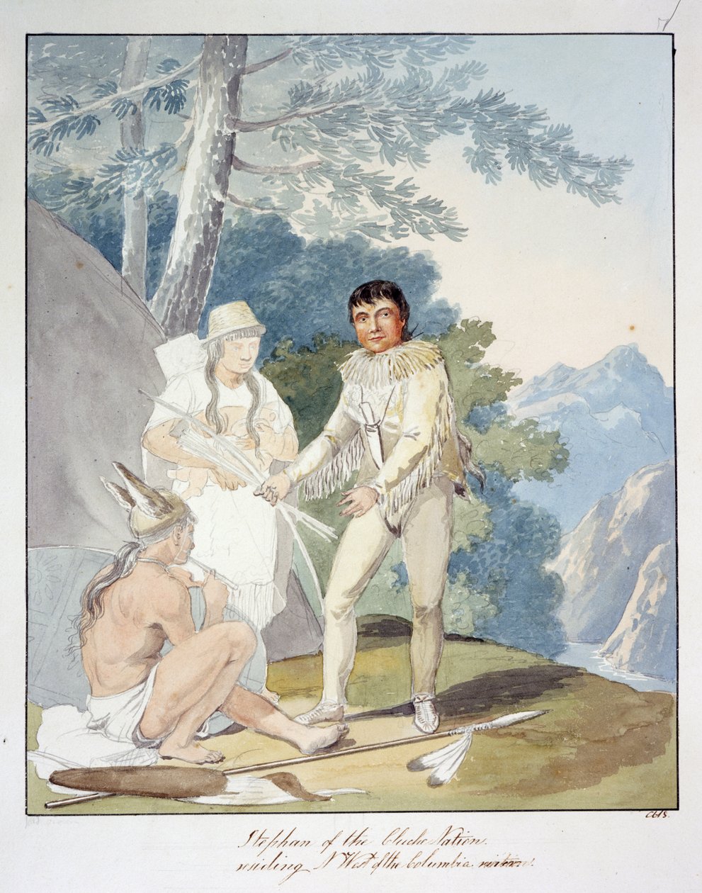 Stephan da nação Chiche, residente a noroeste do rio Columbia, c.1843-50 (aguarela) de Unknown artist