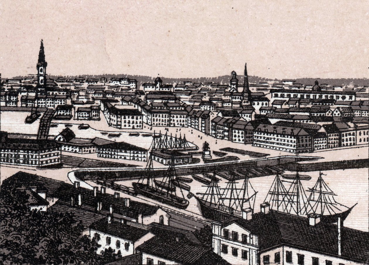 Estocolmo, Suécia: vista da cidade (Vista Geral). em "O mundo ilustra 168 vistas" Sem data (final do século XIX) de Unknown artist