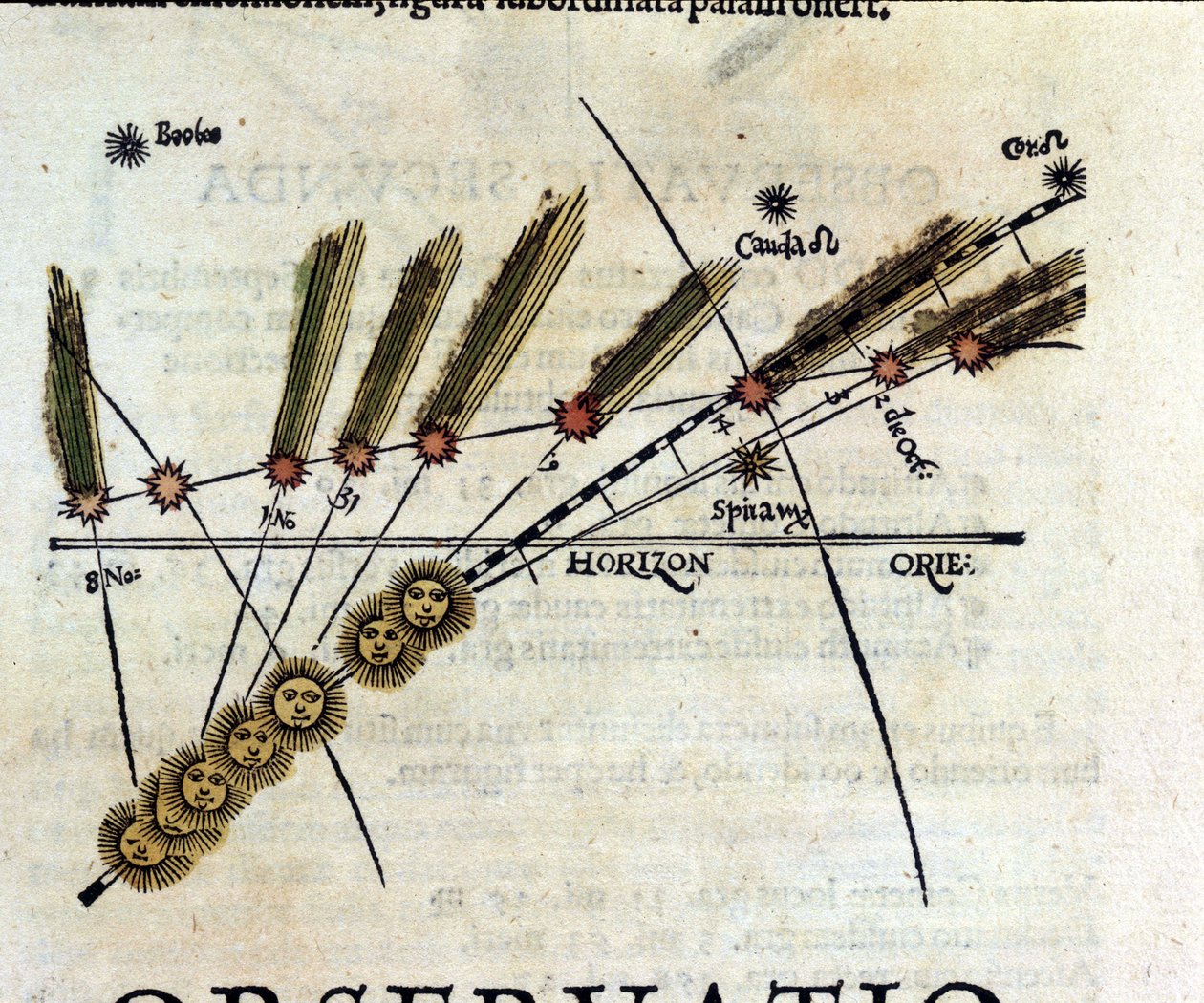 Estudo sobre cometas - em Astronomicon caesarum, tratado do século XVI. de Unknown artist