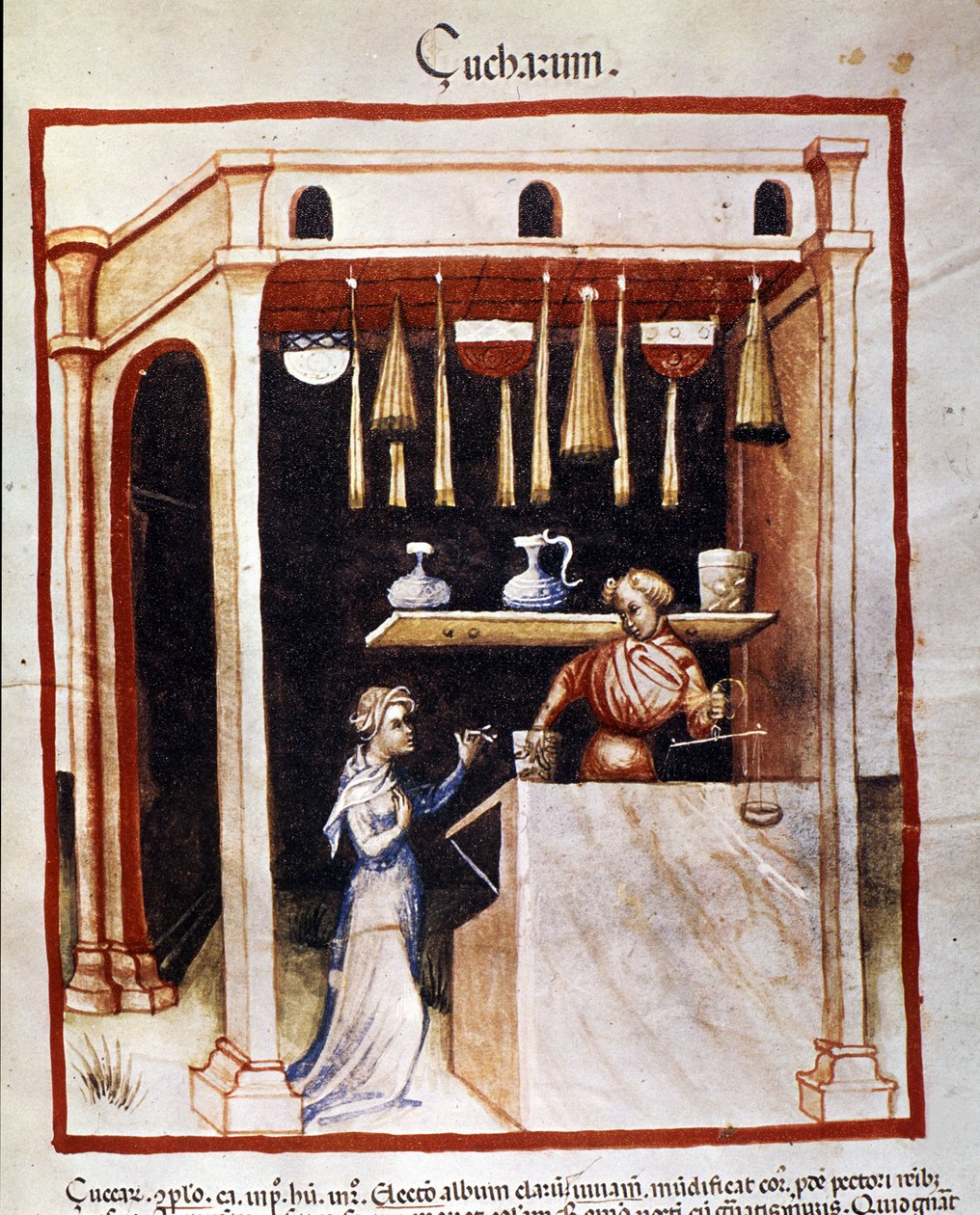 Preparação do açúcar. Iluminação a partir da ordenha de medicamentos e dietética "Tacuinum sanitatis". de Unknown artist