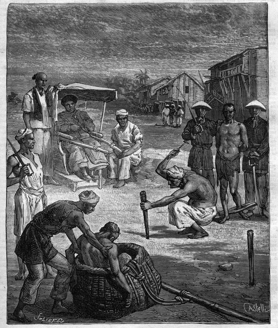 Cópia de dois Piratas em Tonkin - O Pirata de Tonkin - ilustração do romance de Pierre Mael (Charles Causse e Charles Vincent) gravado no "journal des voyages" 1884 de Unknown artist
