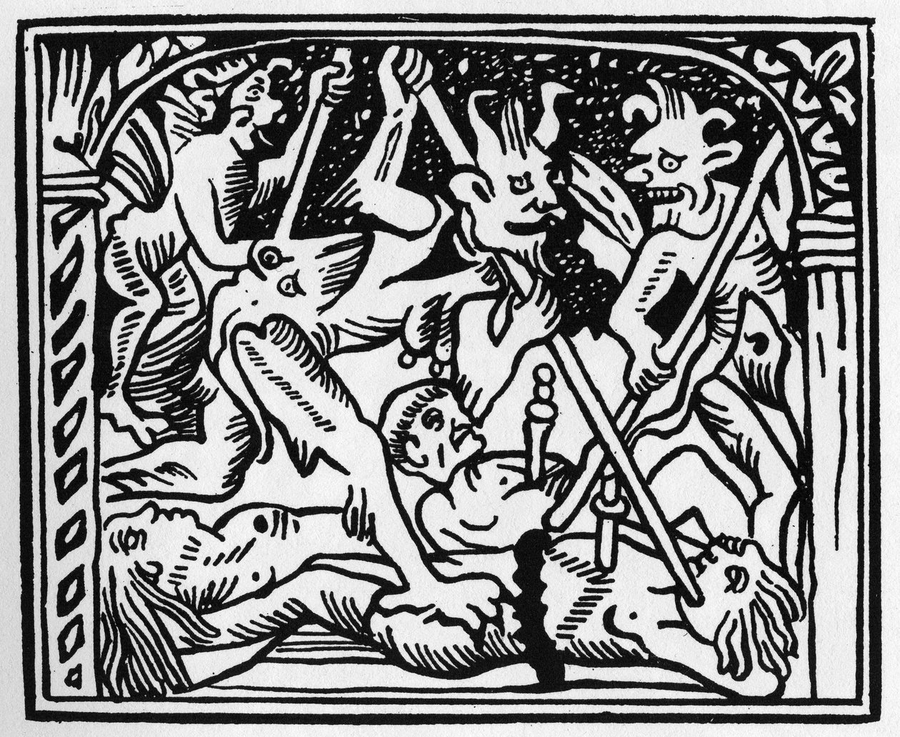 Sus! sus! les diables! sus demons! in "Grand Calendrier et Compost des Bergers", Lyon de Unknown artist