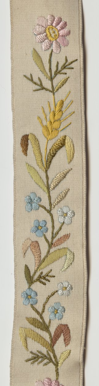 Suspensórios, c.1880 (vista detalhada), Cetim branco esmaltado, couro, prata, Criador desconhecido de Unknown artist