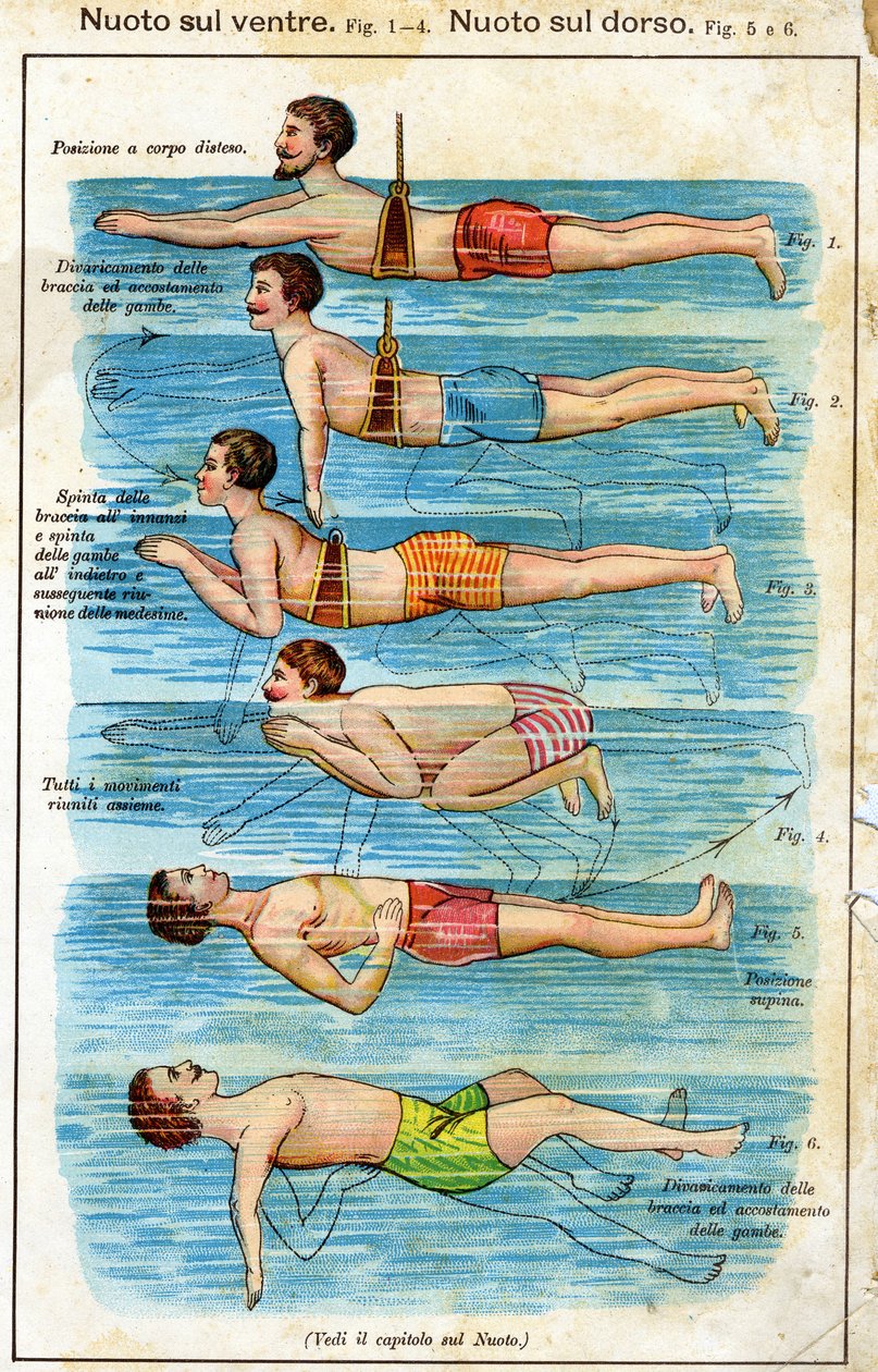 Natação na barriga - em Bilz, Medicação Natural, final do século XIX de Unknown artist