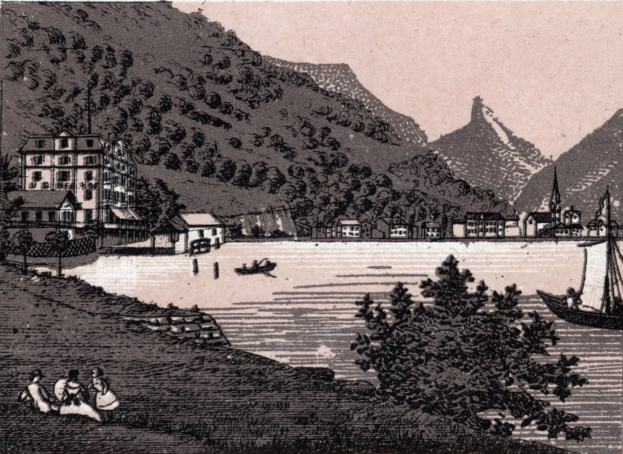 Suíça: vista da cidade de Fluelen. em "O mundo ilustra 168 vistas" Sem data (final do século XIX) de Unknown artist