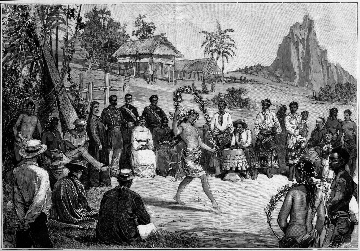 Tahiti: A Tailândia dança em Papeete, perante a corte do Rei Pomaré V de Unknown artist