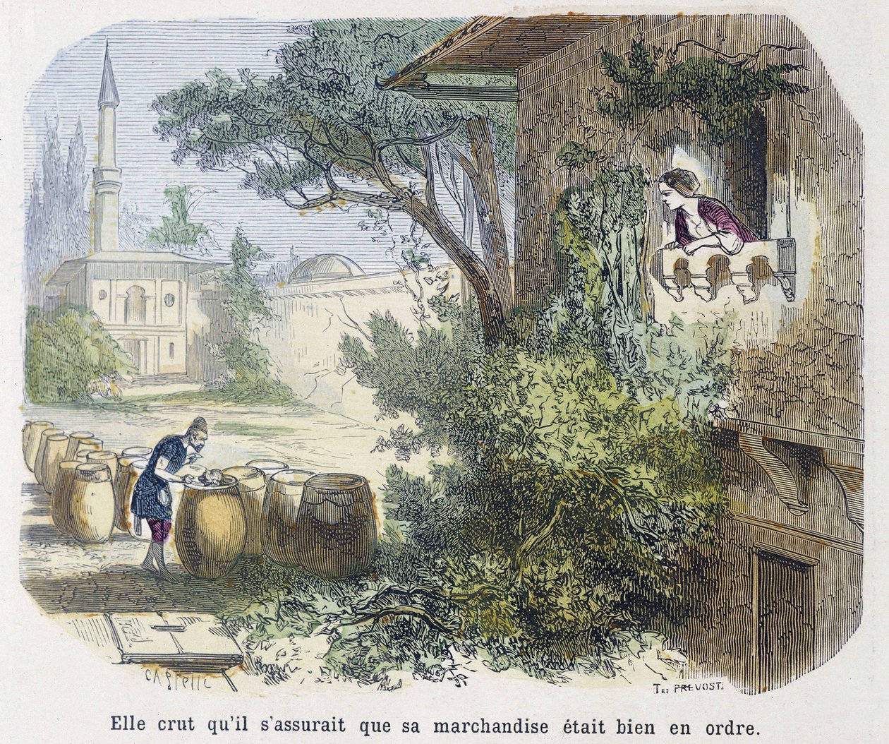 Tale: "ela acreditava que ele estava se certificando que seus bens estavam em ordem" - em "As Mil e Uma Noites", ed. Emile Guérin, contado por Md Bondet, Paris, n.d. de Unknown artist