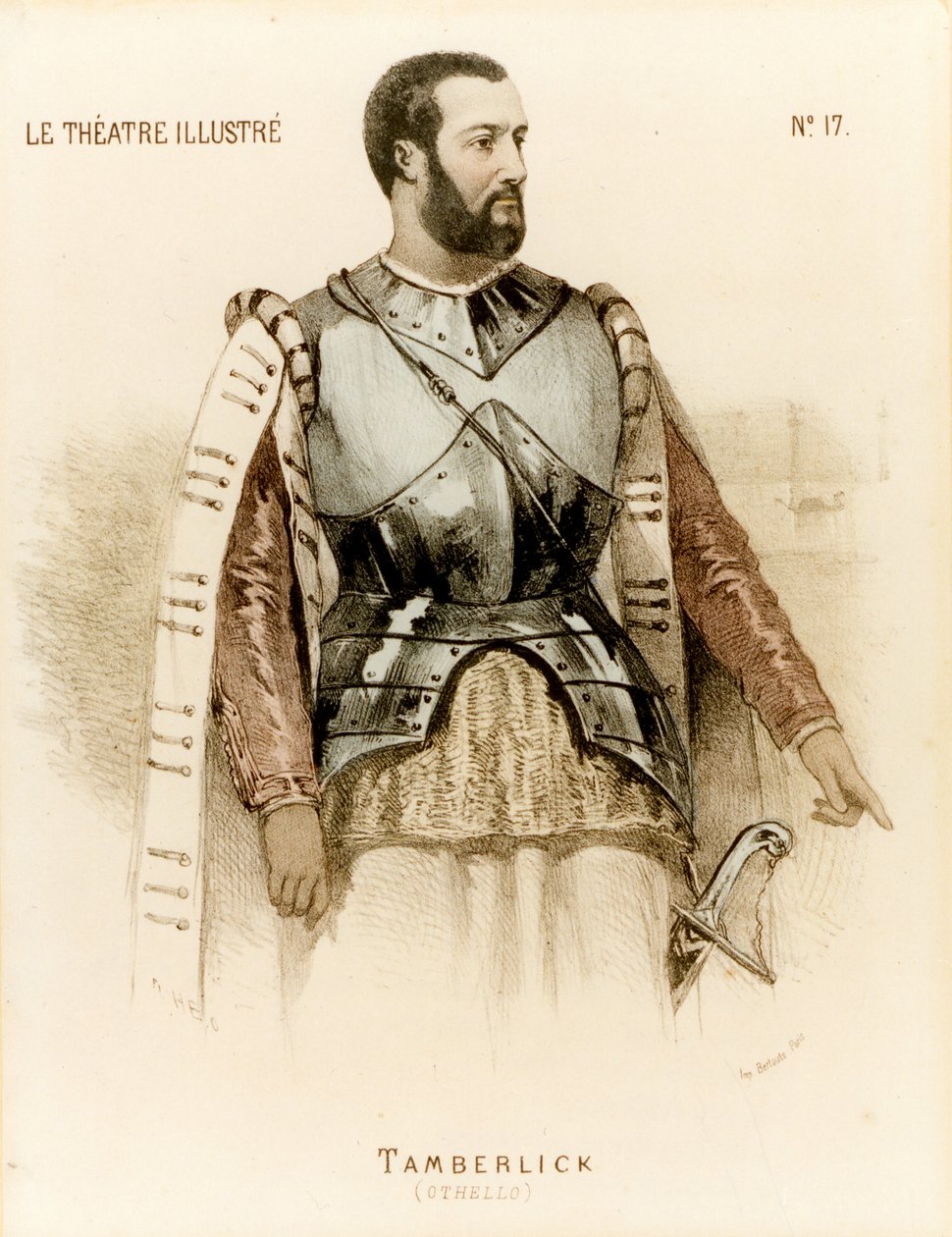 Tamberlick como Otello de Rossini Enrico Tamberlik (impressão) de Unknown artist