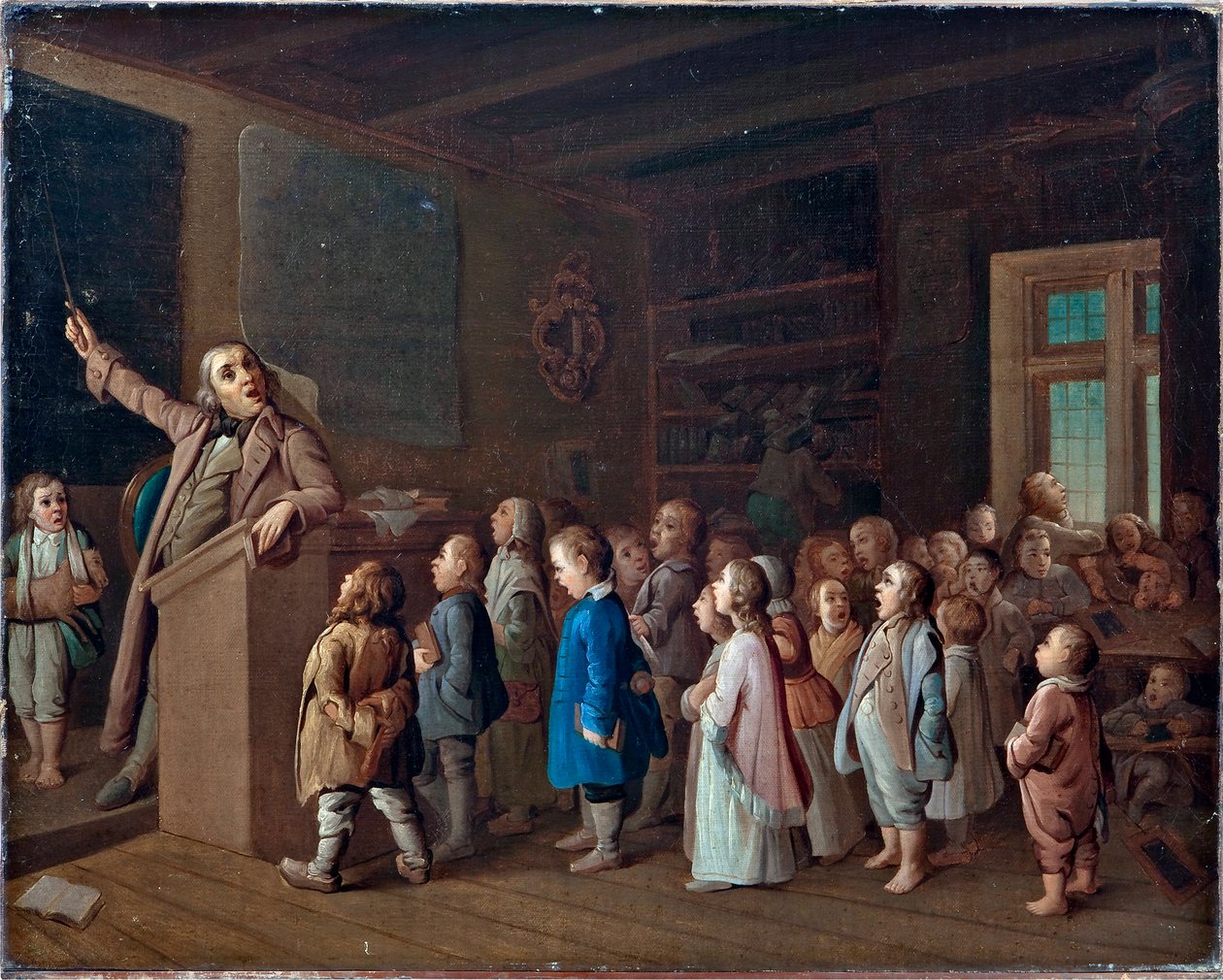 Ensinar na escola do campo, Anónimo. Óleo sobre tela, Primeira metade do século XIX, Museu Estadual de História Religiosa, São Petersburgo de Unknown artist