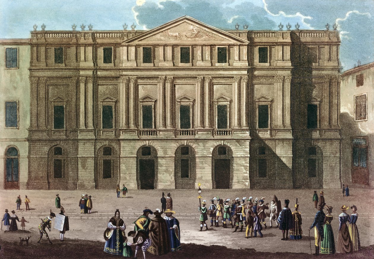 Teatro alla Scala em Milão na Itália no século XIX - Theatre la Scala em Milão de Unknown artist