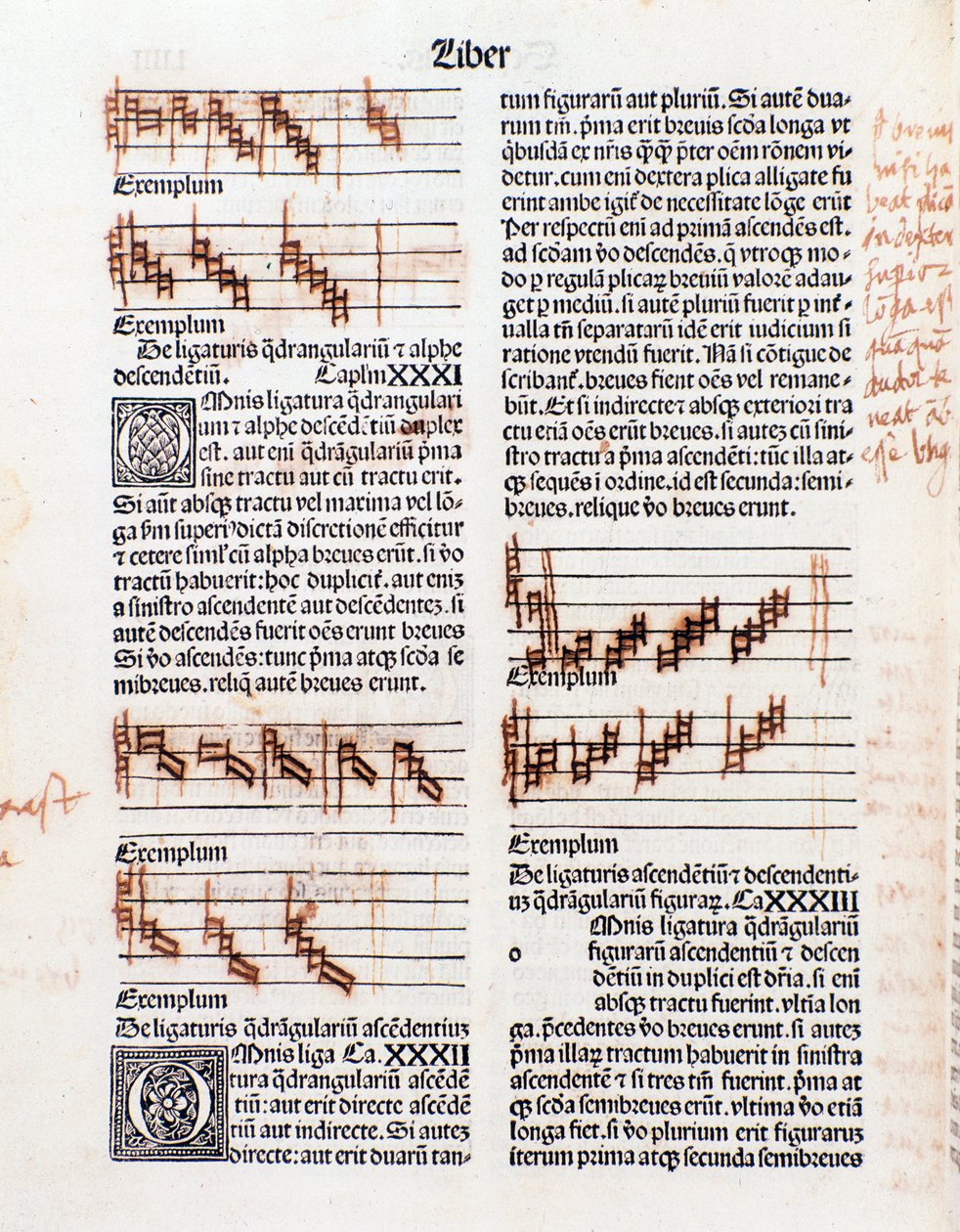 Página de texto e anotações de manuscrito de The Art of Music de Guillaume Despuig de Unknown artist