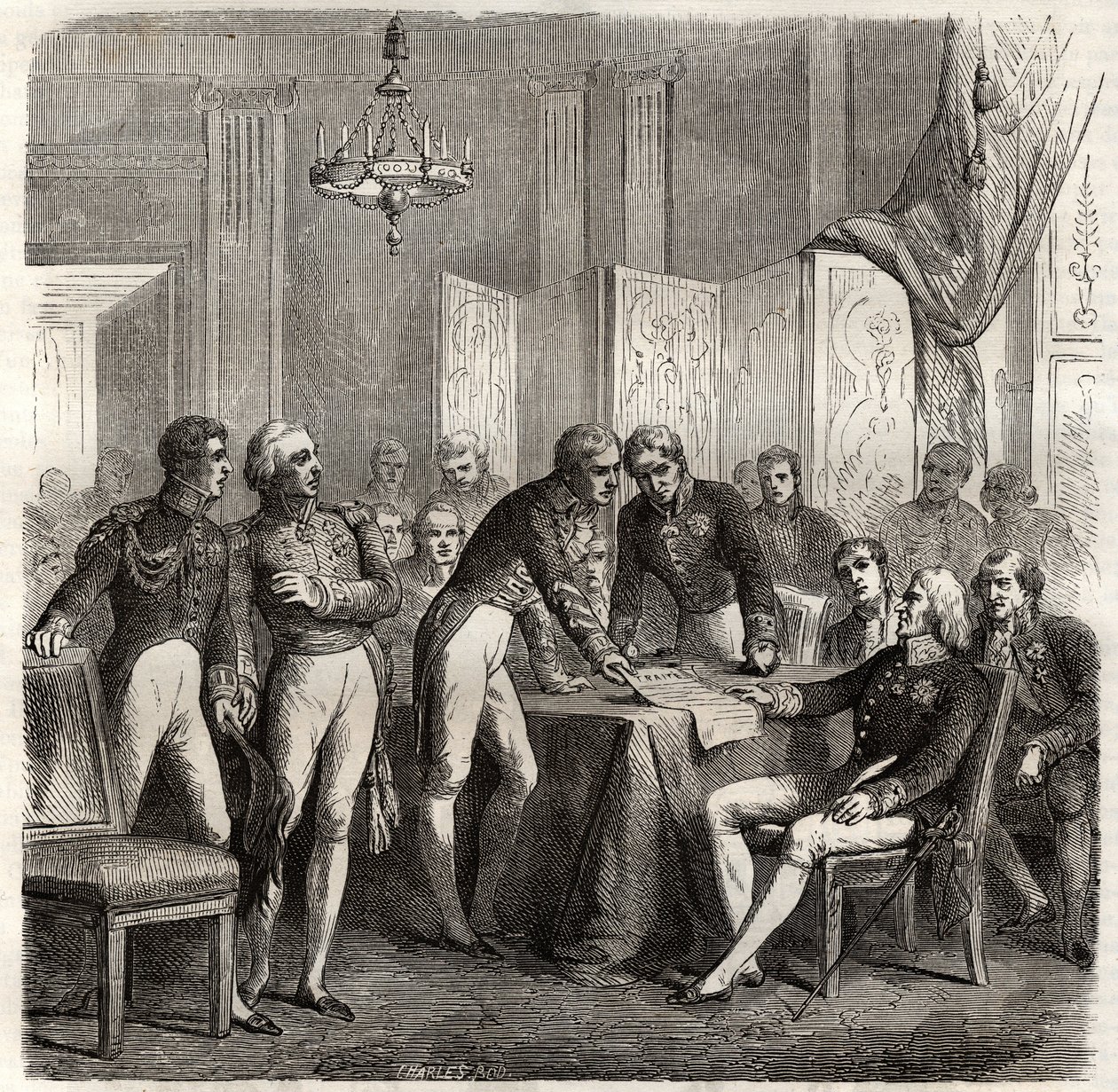 A aliança de 1834 entre o Reino Unido, França, Espanha e Portugal para fazer cumprir a Concessão de Evoramonte - Face à pretensão de Don Carlos ao trono espanhol, a Aliança Quadrupla (Charles-Maurice de Talleyrand - Don Manuel Pando-Fernandez de Unknown artist