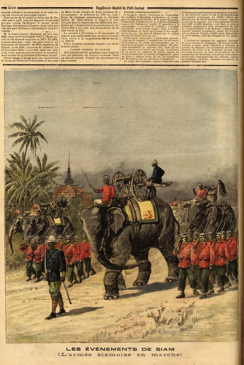 A Armee of Siam (Tailândia). Gravura em "Le petit journal" 29/07/1893. Coleção de Selva. de Unknown artist
