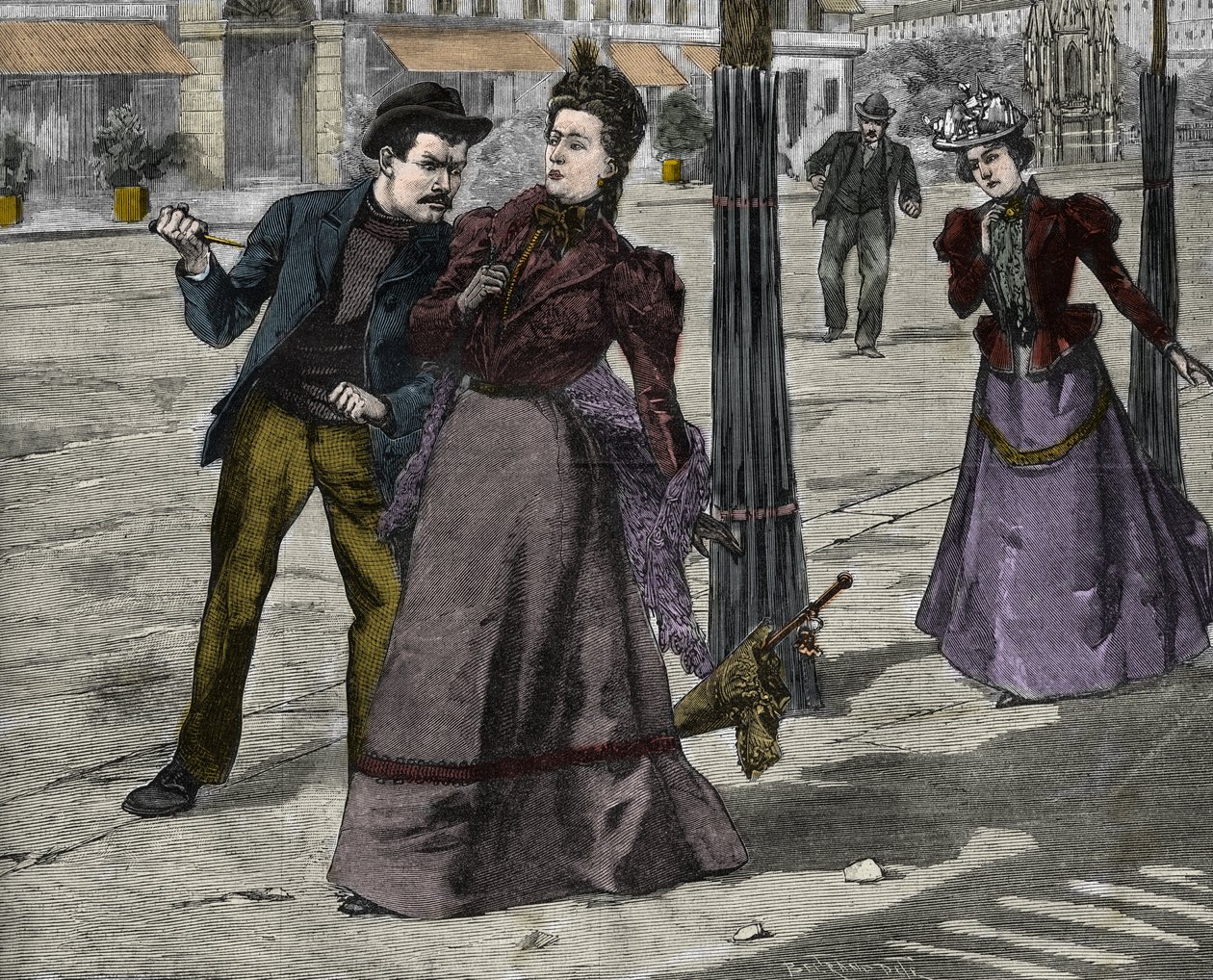 O Assassinato da Imperatriz Isabel da Áustria (Sissi) pelo anarquista italiano Luigi Lucheni, em Genebra de Unknown artist