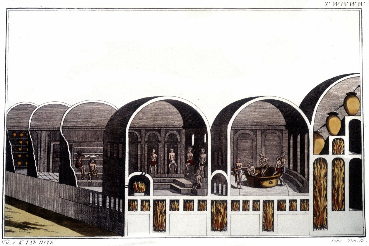 As Termas de Caracalla em Roma. Gravura do início do século XIX. de Unknown artist