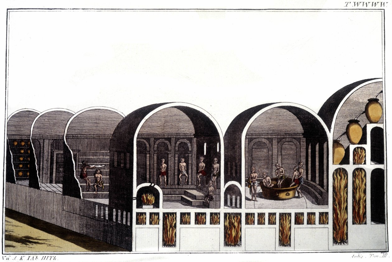 As Termas de Caracalla em Roma. Gravura do início do século XIX. de Unknown artist