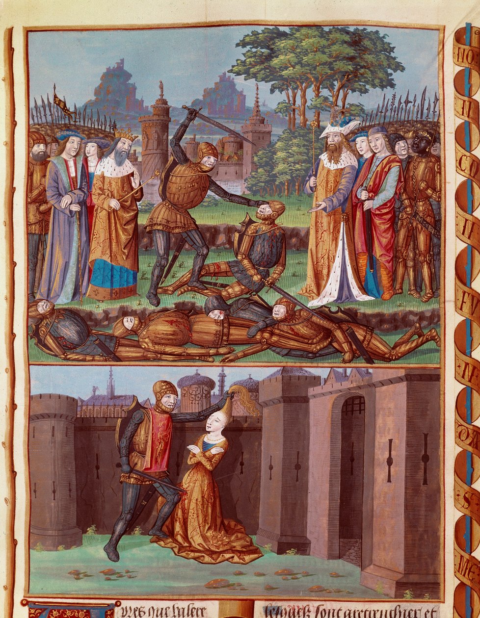 A Batalha de Cavalos e Curiacianos Os Três Cavalos de Roma encontram os Três Curiáceos. Diferentes cenas de combate. Horace, um dos três irmãos Horácio (os três Cavalos), romanos, desenhado para enfrentar os três Curiáceos, da cidade de Alba, no século VII de Unknown artist