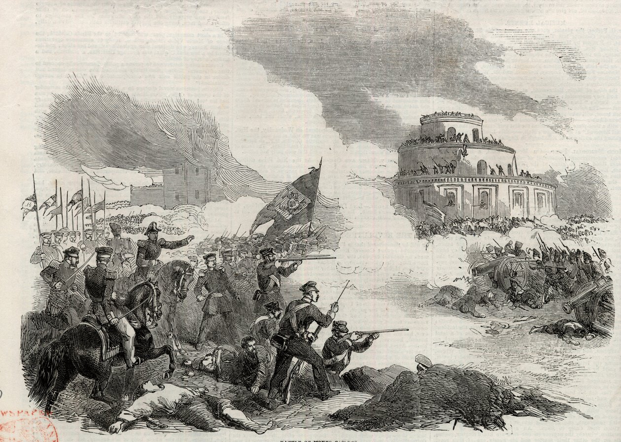 A Batalha de Monte Caseros em abril de 1852 - revolta de Justo José de Urquiza (1801-70); contra o ditador argentino Juan Manuel de Rosas (1793-1877) - A Batalha de Caseros, ou Batalha de Monte Casero em 3 de fevereiro de Unknown artist