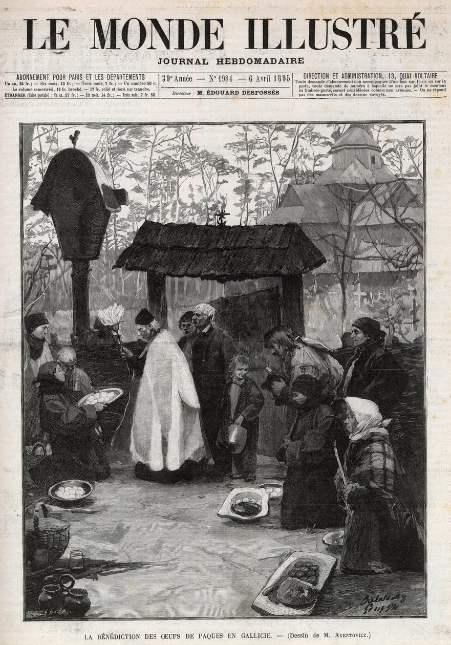 A Bênção dos Ovos de Páscoa na Galiza (Pequena Rússia) - gravura em "O Mundo Ilustrado" de 1895 de Unknown artist