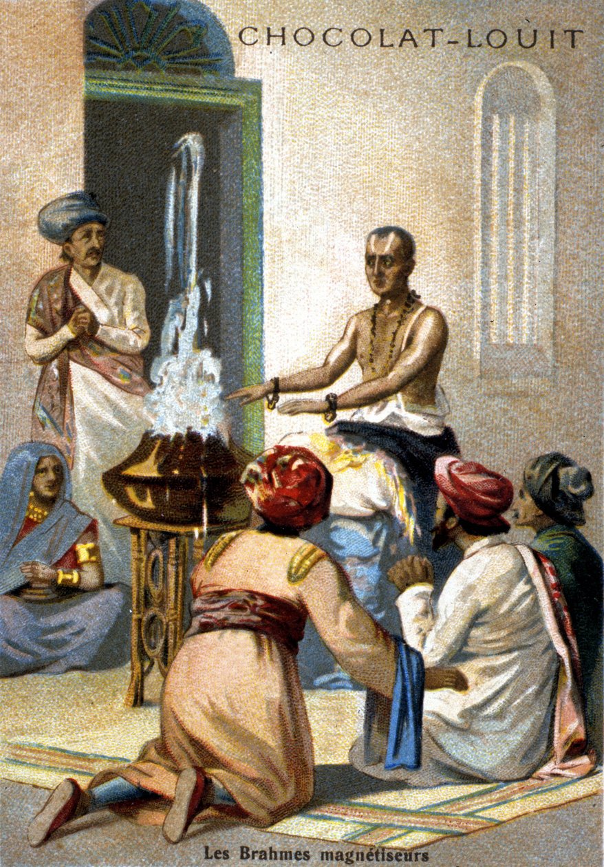 Os magnetizadores Brahman. Cromolitógrafos do final do século XIX. de Unknown artist