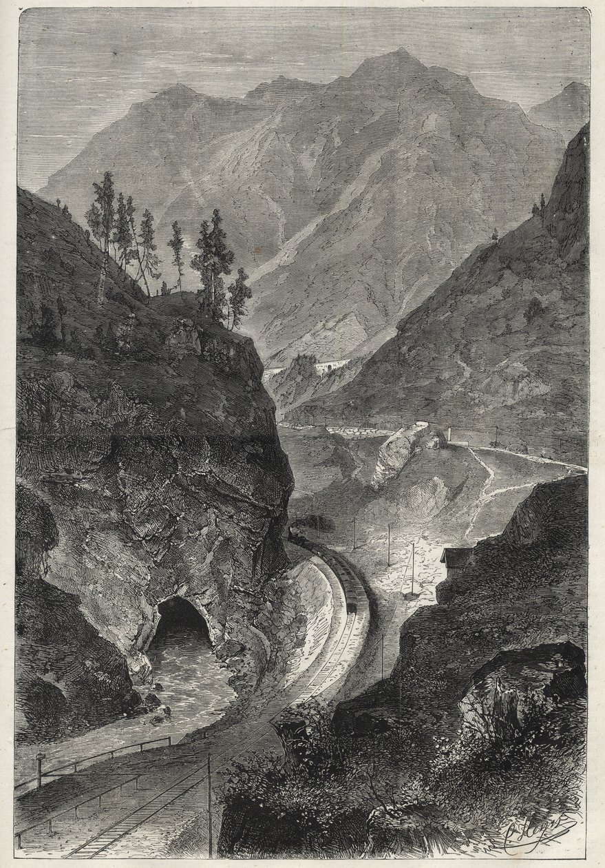 O Brenner Railway (Brennero) ao Tirol (Tirolo - Tirol) - Engraving 1867 - de Unknown artist