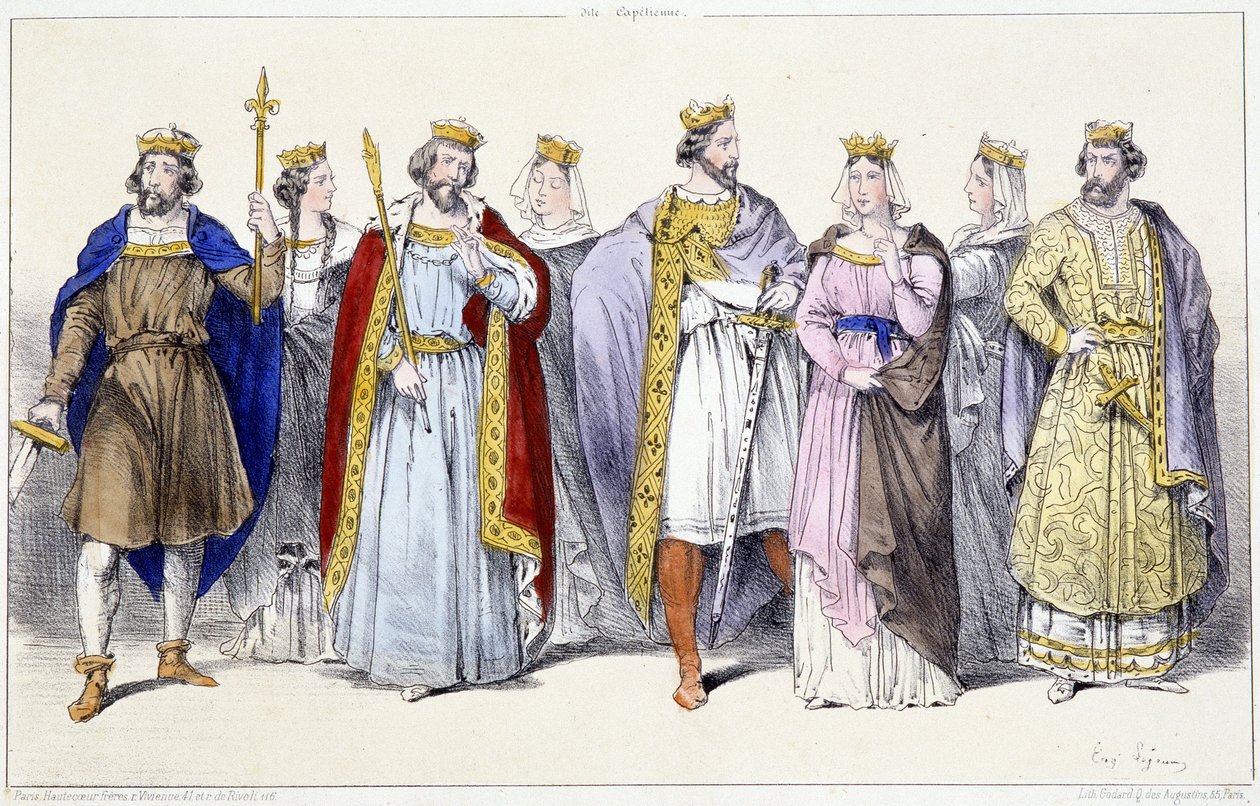 Os Carolíngios: Hugues Capet, Adelaide, Robert, Constance, Henry I, Anne da Rússia, Berthe, Philippe I - em "Rois et Reines de France en estampes", Paris, ed. Swift de Unknown artist