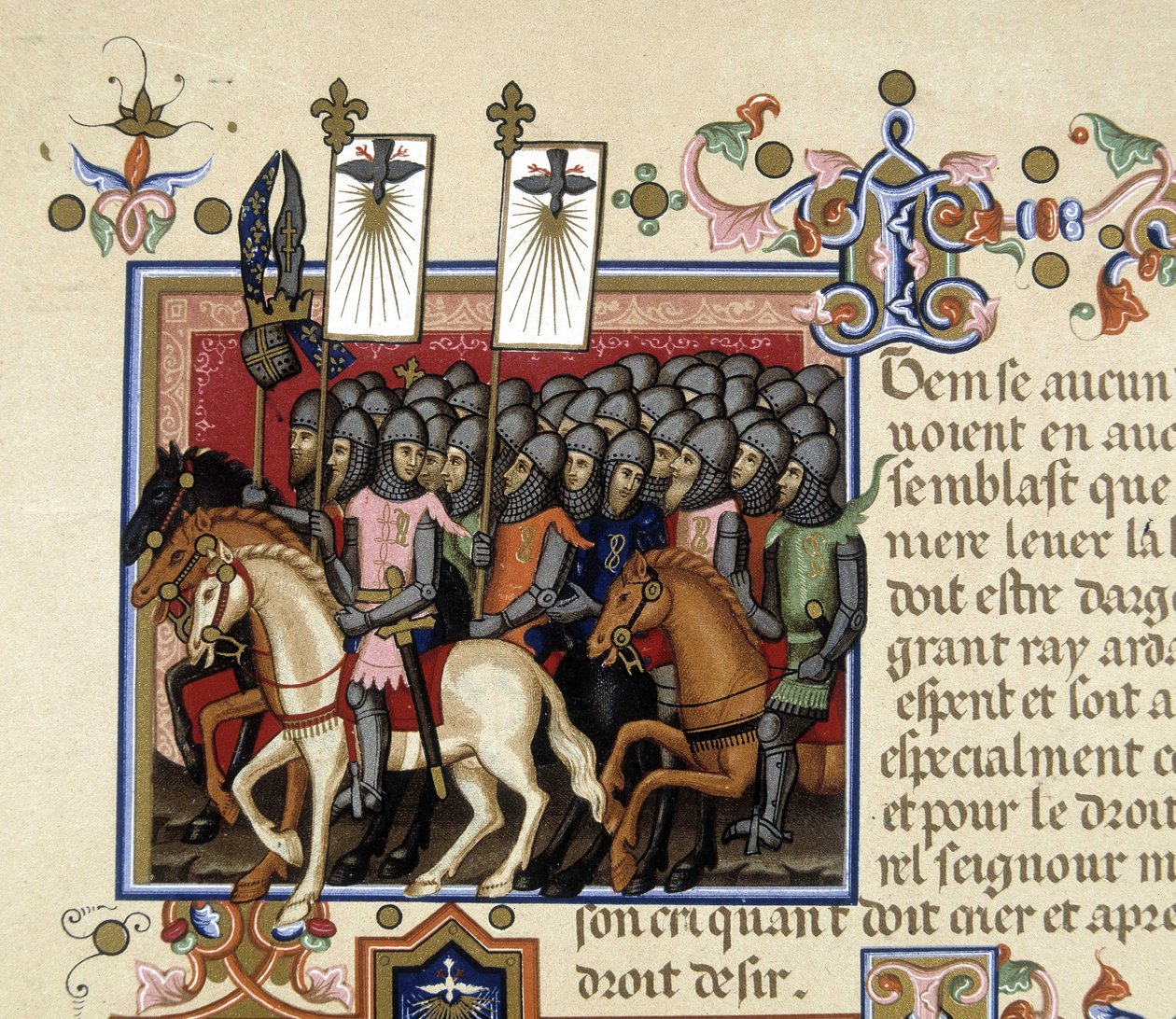 Os Cruzados no Caminho da Guerra - em "Estatutos da Ordem do Espírito Santo" (Ordem do Espírito Santo), Nápoles de Unknown artist