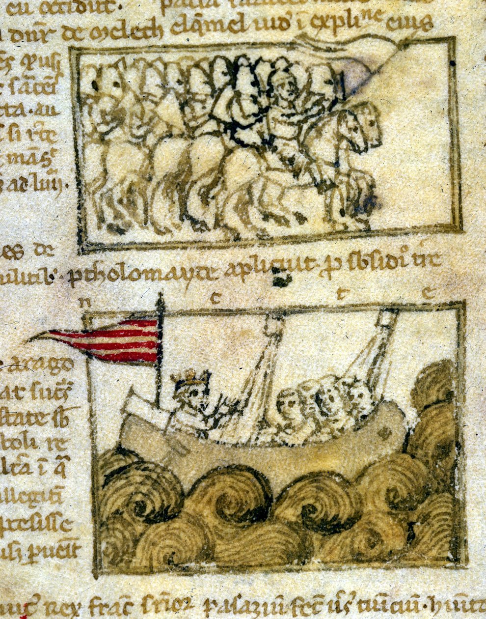 Os Cruzados a viajar para a Terra Santa. De "Peregrinationem in Terram Sanctam". Manuscrito do século XII. Biblioteca Marciana, Veneza. de Unknown artist