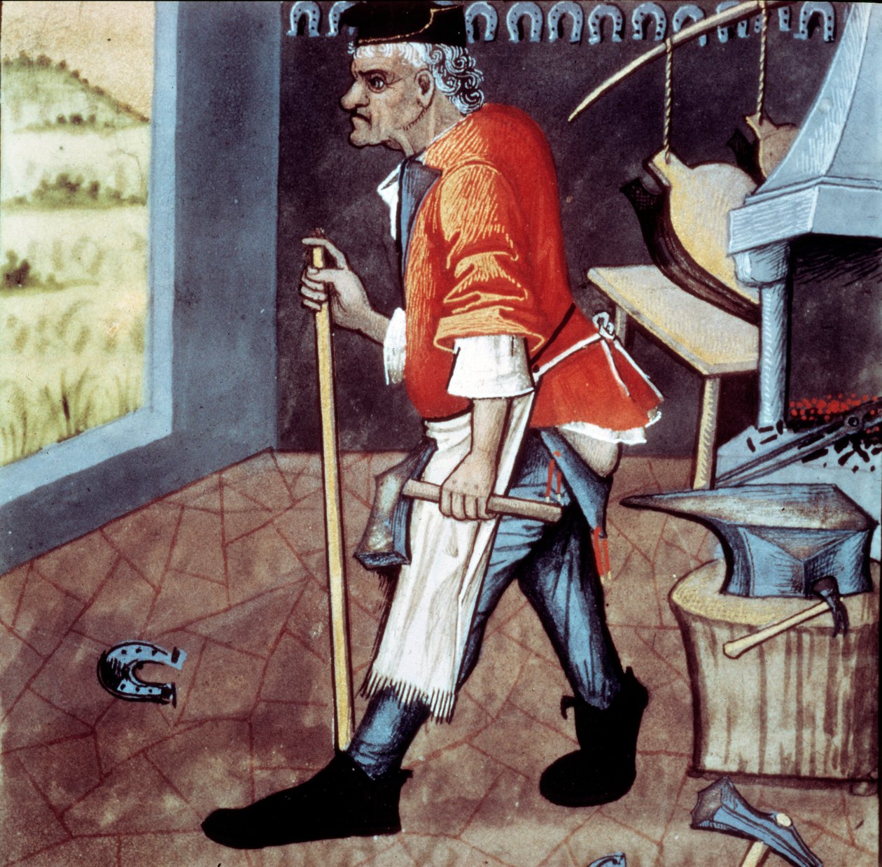 O Ferreiro de Detalhe de uma miniatura do século XV. Paris, B.N. de Unknown artist