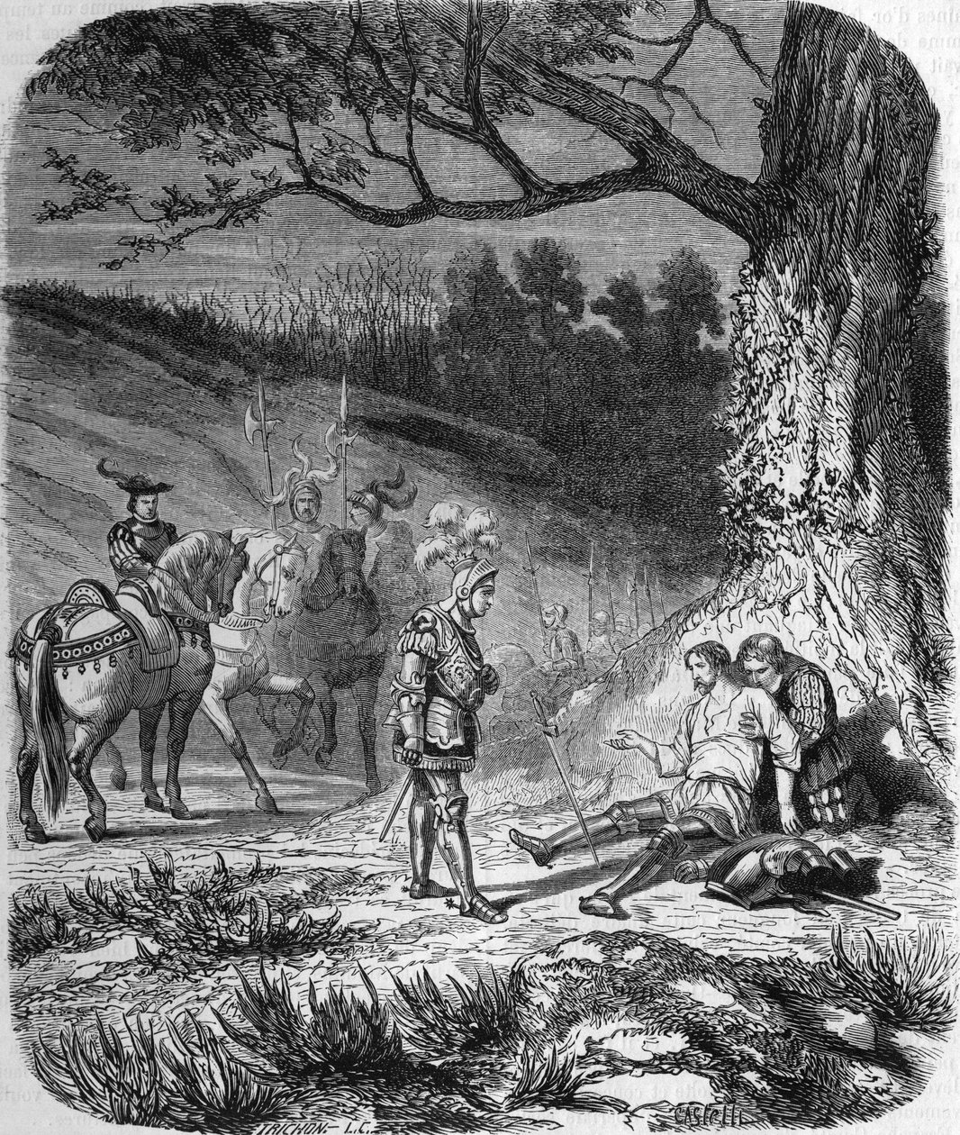 O Duque de Bourbon e Bayard a morrer de Unknown artist