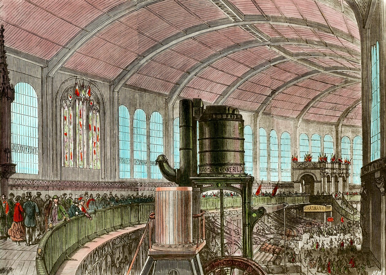 A Galeria da Máquina Eiffel na Exposição Universal de Gravura de 1867 do século XIX de Unknown artist