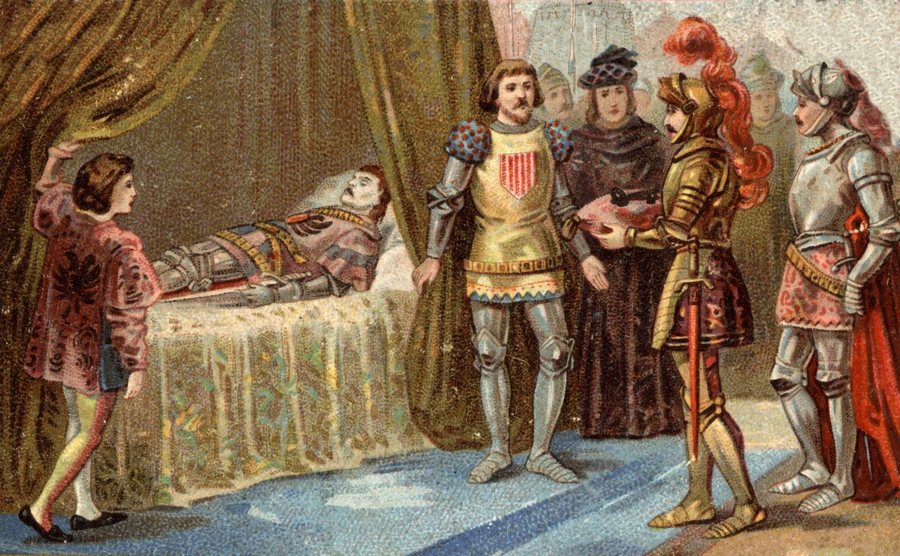 O governador inglês de Chateauneuf de Randon (Chateauneuf-de-Randon, Auvergne) rendeu-se e veio colocar as chaves da praça no leito de morte de Bertrand du Guesclin, a 13 de Julho de 1380, em frente a quem a cidade estava sitiada. O connetable morreu, de a de Unknown artist