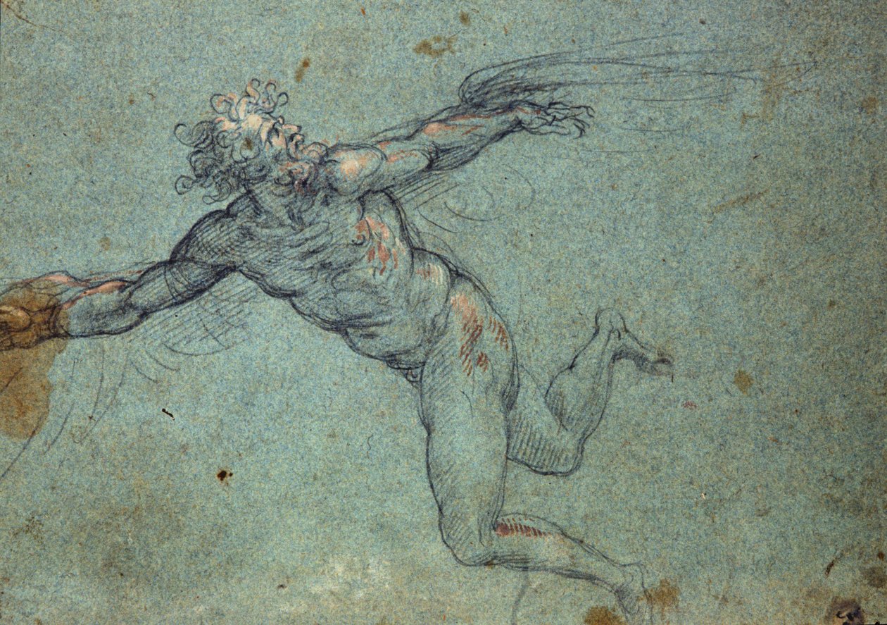 A Queda de Ícaro - "A Queda de Ícaro" Desenho do século XVII de Unknown artist