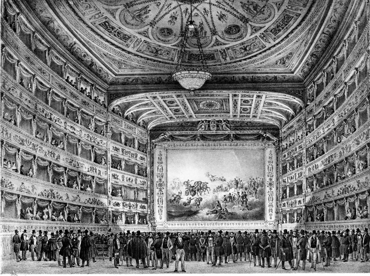 O Fenice Theatre em Veneza. Início do século XIX. de Unknown artist