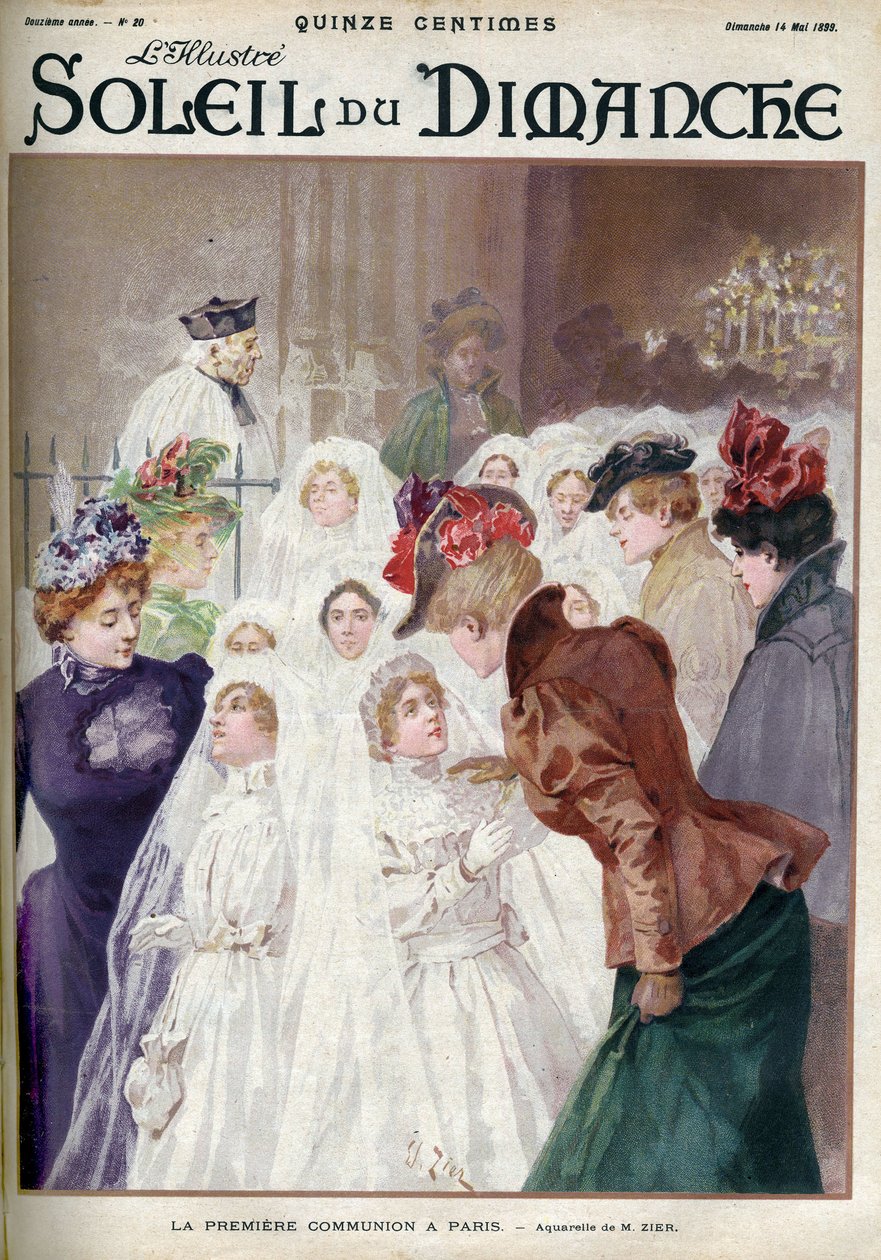 A Primeira Comunhão em Paris. Gravação em "Le sun-du-dimanche". de Unknown artist