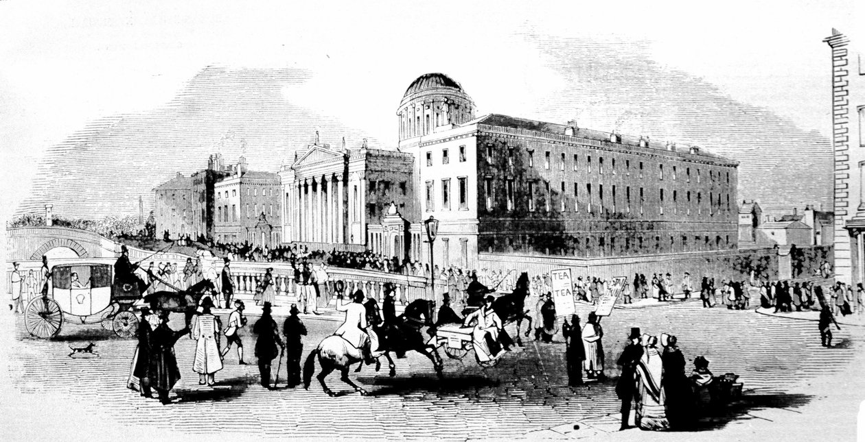 Os Quatro Tribunais. Dublin. Gravura do século XIX. de Unknown artist