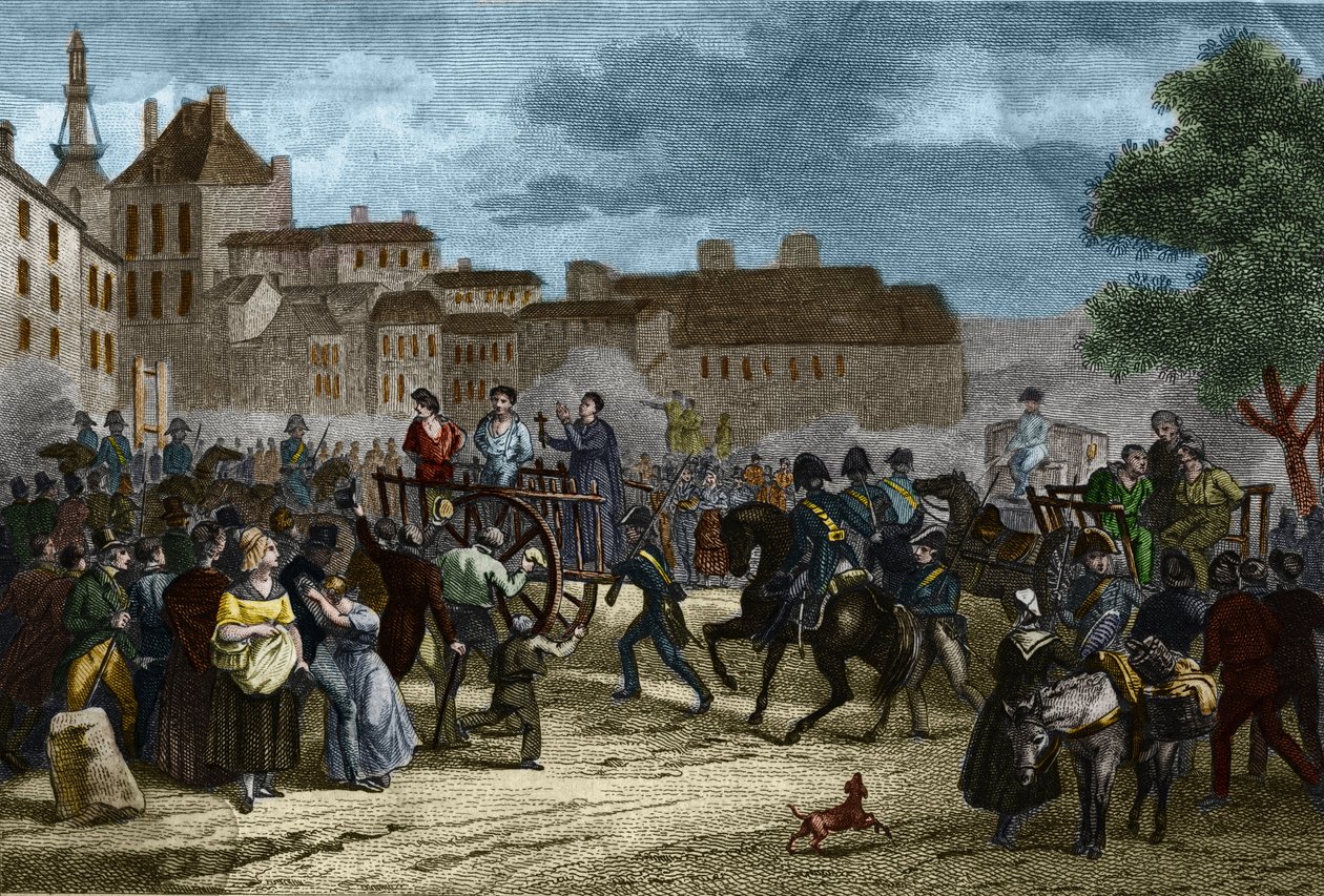 Os Quatro Sargentos levaram ao cadafalso: os Quatro Sargentos (Bories, Pomier, Raoulx e Goudin) de La Rochelle acusados sob a Restauração de querer derrubar a monarquia e as guilhotinas em 1822. O seu crime é pertencer à Charbonnerie (Carboner de Unknown artist