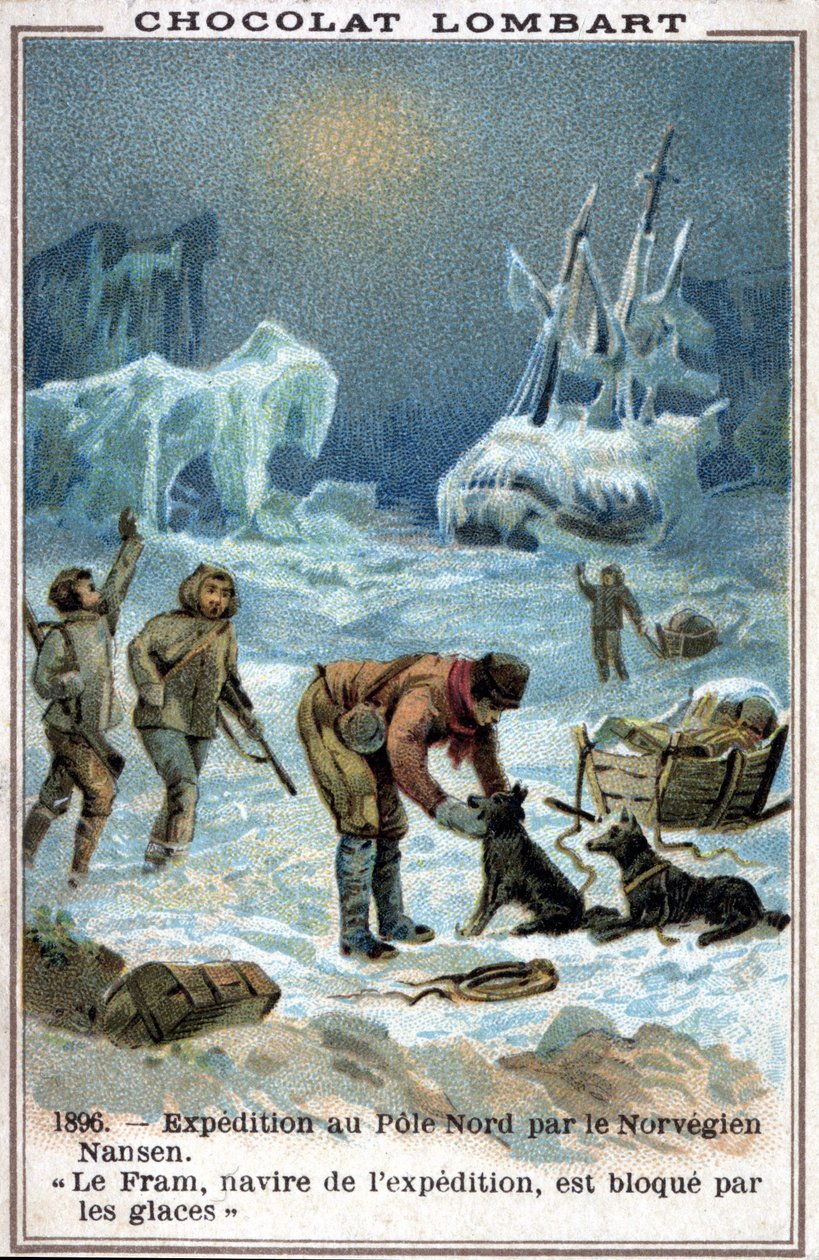 O Fram, barco do explorador norueguês Fridtjof Nansen, apanhado no gelo do Oceano Árctico em 1896. de Unknown artist