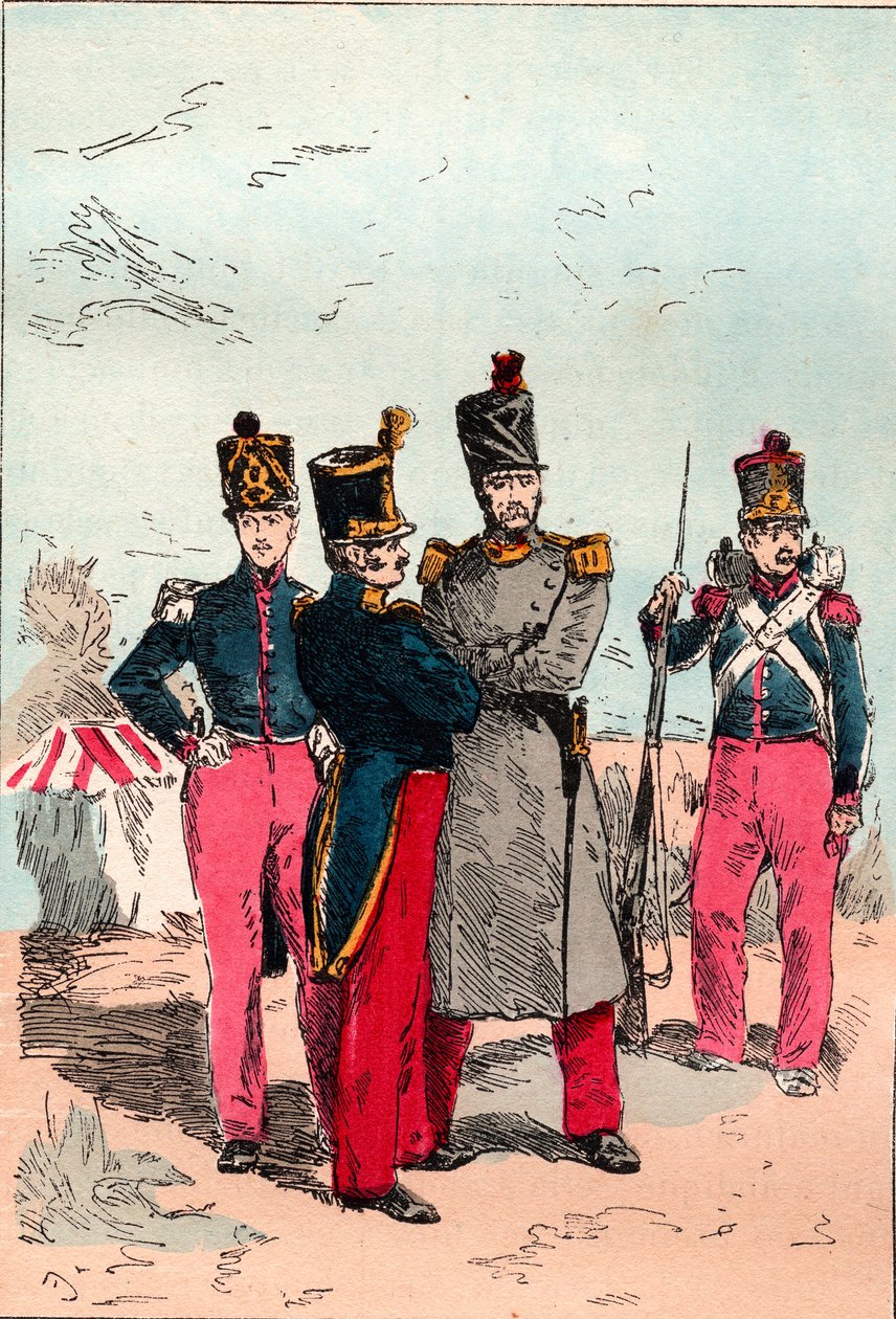 A Armee francesa sob o reinado de Louis Philippe de 1830 a 1848 - Linha - Gravura de 1882 em "Histoire de dix ans: 1830-1840" Louis-Blanc (1811-1882) de Unknown artist