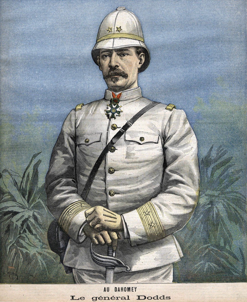 O general francês Alfred Amédée Dodds (1842-1922) em Benin (Dahomey) em 1892 de Unknown artist