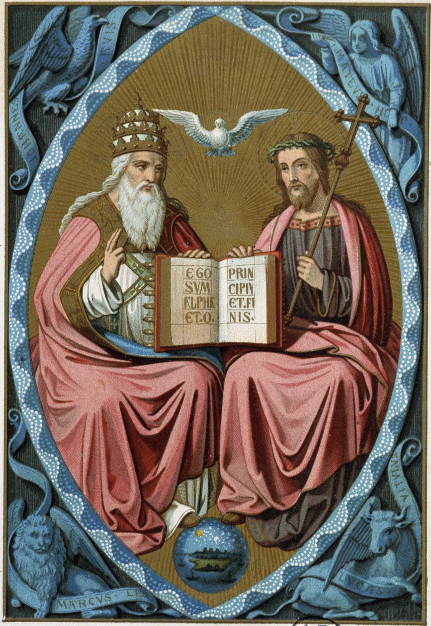A Santíssima Trindade - chromo.19 century, depois de um doct do século XV de Unknown artist