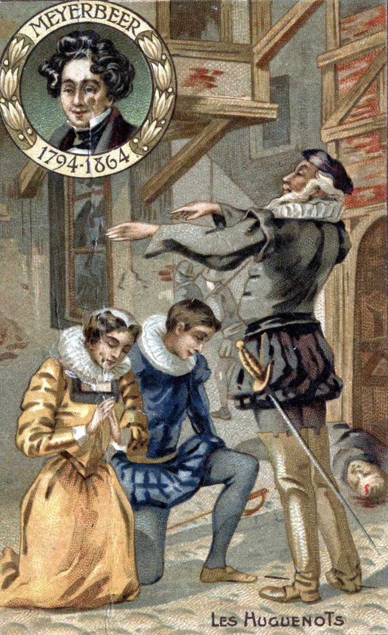 Os Huguenotes, de Giacomo Meyerbeer. (1794-1864). Chromo do final do século XIX. de Unknown artist