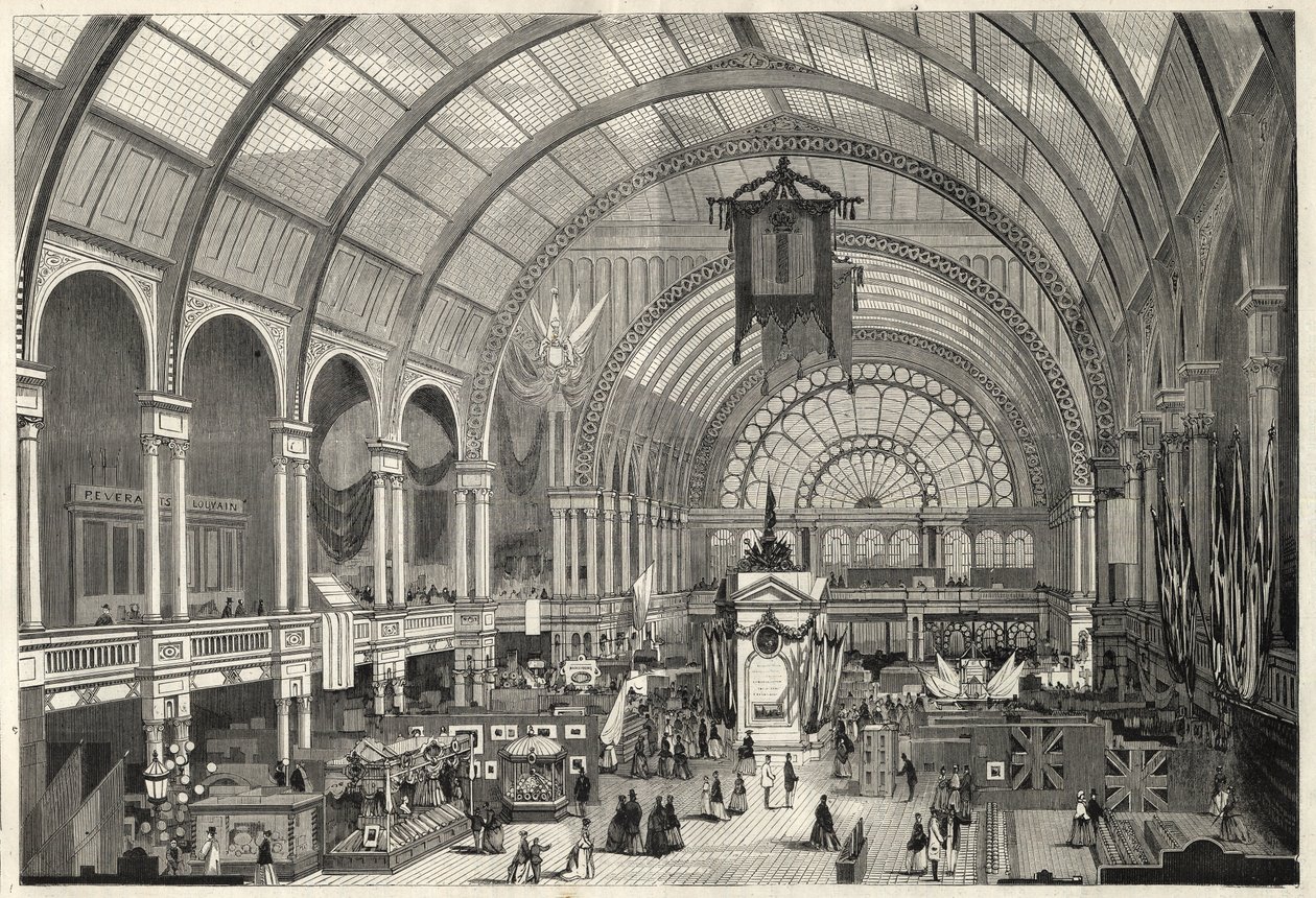 A Exposição Internacional em Amsterdão 1869 - Vista interior do Palácio de Exposições Internacionais de Unknown artist