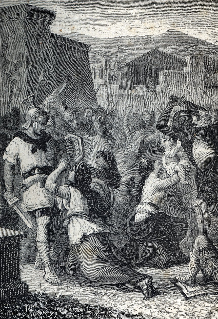 A Intervenção das Mulheres Sabine . Gravura de 1884 de Unknown artist