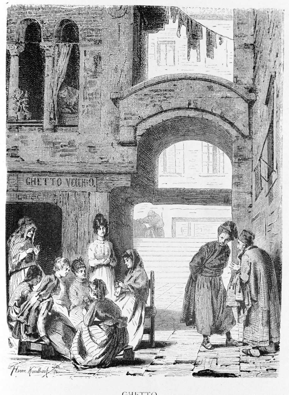 O gueto judeu de Veneza, no século XIX. de Unknown artist