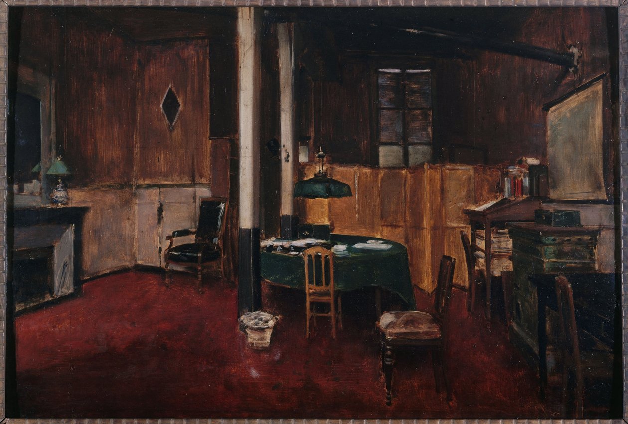 Sala de redação do Journal des débats, ca. 1889 (óleo sobre madeira) de Unknown artist