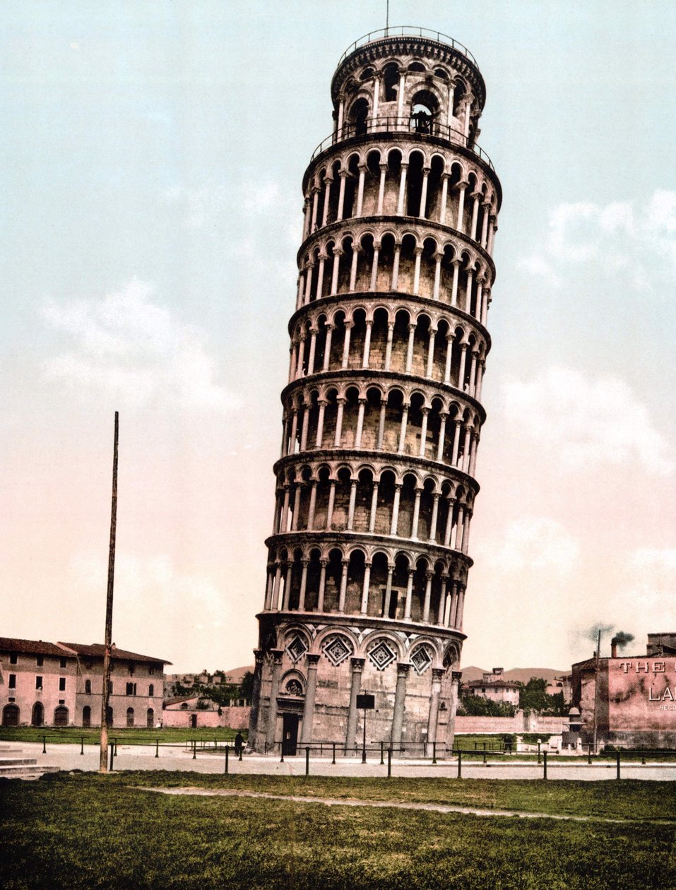 A Torre Inclinada de Pisa. Gravura do final do século XIX. de Unknown artist
