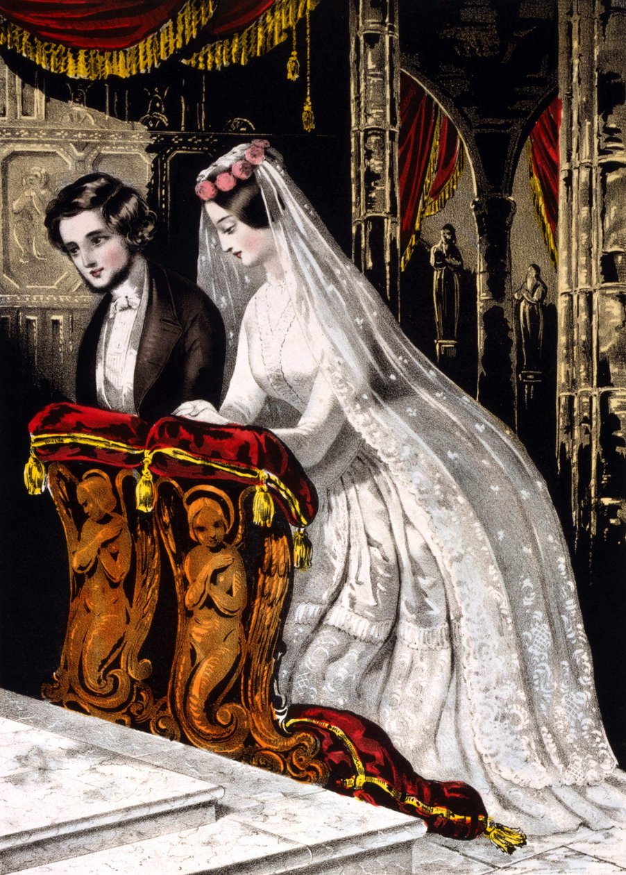 O Casamento (casamento religioso), cromolitografia de 1846. de Unknown artist