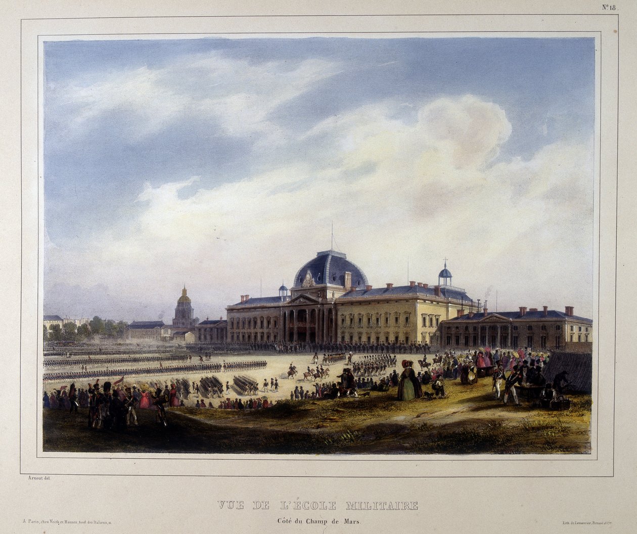 A Escola Militar dos Inválidos, vista do Champ de Mars de Unknown artist