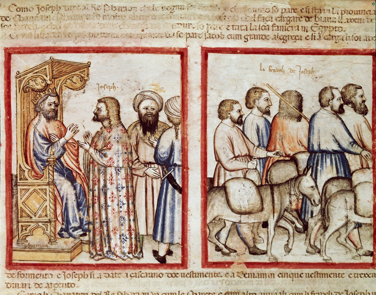 O faraó conta seu sonho a Joseph Miniature do Codex 212 (ou padovano ou Bíblia de Pádua) 1390-1400 Rovigo, Accademia dei Concordi de Unknown artist